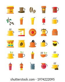 Simple coffee and drink related vector line icons, 30 perfect editable icons
