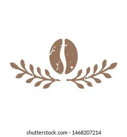 Simple coffee and grain logo icon vector. Grunge effect with brown color