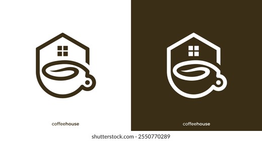 Simple Coffee House Logo. Home and Coffee Cup Icon Graphic. Cafe Shop Logo, Icon, Symbol, Vector, Design Template.