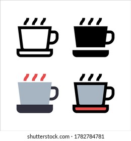 diseño simple de iconos de café en línea, sólido, plano y relleno estilo alineado para icono de oficina de negocios, sitio web, aplicación y diseño ui. ilustración vectorial en color de estilo colorido sobre fondo blanco.