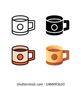 simple coffee icon in four style glyph, line, flat and filled line