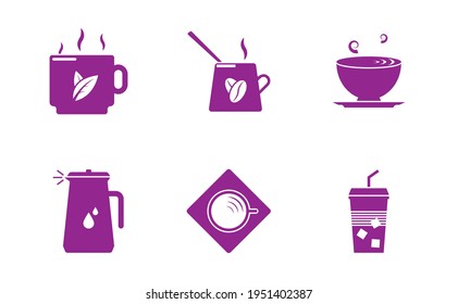 conjunto simple de iconos de café, píxeles perfectos alimentos y bebidas de ícono y relacionados con el fondo blanco 