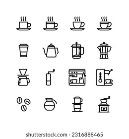 simple coffee icon and coffee shop in white background