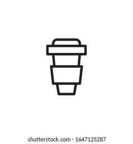 Simple coffee icon. Stroke pictogram. Vector illustration isolated on a white background. Premium quality symbol. Vector sign for mobile app and web sites.