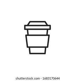 Simple coffee icon. Stroke pictogram. Vector illustration isolated on a white background. Premium quality symbol. Vector sign for mobile app and web sites.
