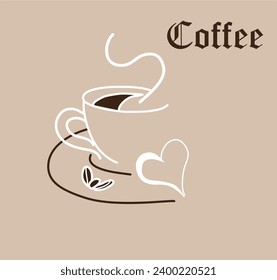 Einfache Kaffee-Ikone, Vektorgrafik. Coffee-Art-Design