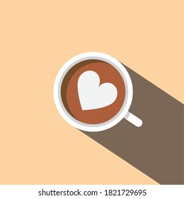 Simple Coffee Latte Heart in Cup, Heart Latte Art Coffee Vector