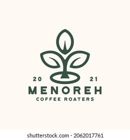 simple coffee leaf logo template vector