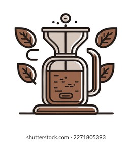 Simple Coffee Line Art Icon Vector Illustration. 