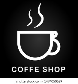 Simple Coffee logo - Coffe shop logo, emblem set design on black background.
