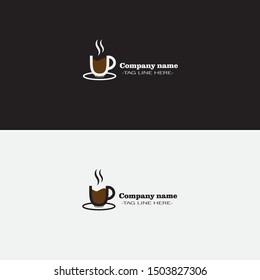 simple coffee  logo on white and black background.