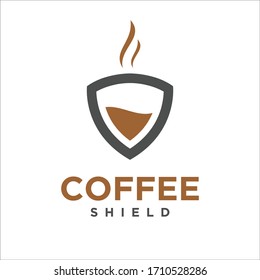 simple coffee logo and shield
