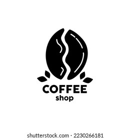 Simple coffee logo vector black with transparent backgroun