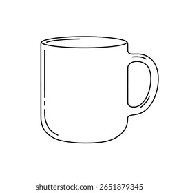 A simple coffee mug or cup in a clean, minimalist line art drawing. An outline icon for a cafe, hot beverage, or kitchenware branding.