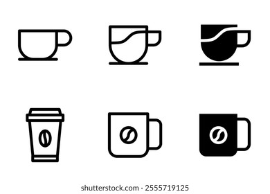 simple coffee mug icon set	