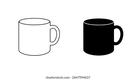 Simple Coffee Mugs - Black and White Beverage Icons for Minimal Cafe Branding