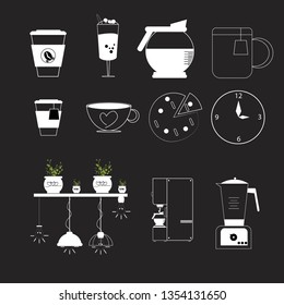 Simple coffee pattern with coffee spoon and utensils for decorating the kitchen.