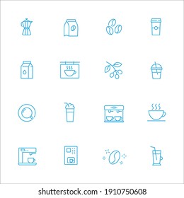 Simple coffee related vector line icons set Contains icons such as Cezve, Coffee Maker, Beans and more. Editable strokes.
