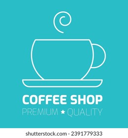 Simple coffee shop logo. Line icon with cup of coffee