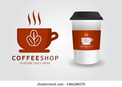 Simple Coffee shop Logo Template. coffee beans logo design background. coffee cup label concept menu. logo design template. Vector shop labels, design elements.