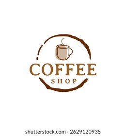 simple coffee stain, elegant cup coffee logo design