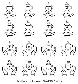 Simple Coffee and Tea Cup Icons Set. vector illustration.