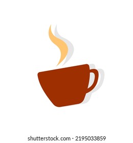 Simple coffee or tea logo concept. Hot coffee cup isolated on white background. For coffee and tea shop, cafes, restaurants, food and beverage businesses.