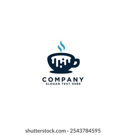 einfaches Kaffee Technologie Logo. Kaffeetasse und Datentechnologie-Logo ist gut für Datentechnologie-Logo. moderne minimalistische Technologie Kaffeesymbol