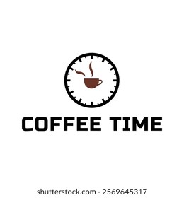 Simple coffee time flat logo illustration.