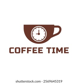 Simple coffee time flat logo illustration.