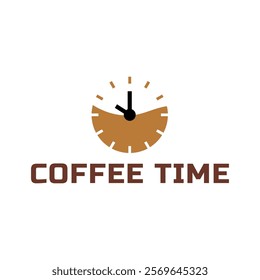 Simple coffee time flat logo illustration.