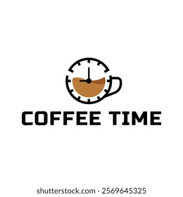 Simple coffee time flat logo illustration.