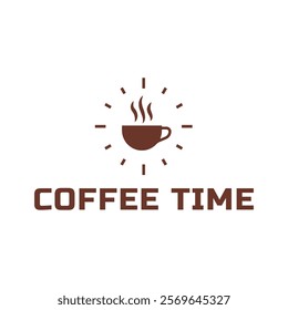 Simple coffee time flat logo illustration.