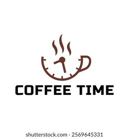 Simple coffee time flat logo illustration.