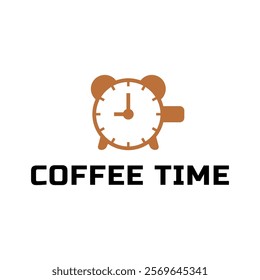 Simple coffee time flat logo illustration.