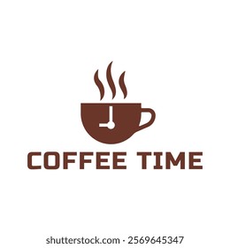 Simple coffee time flat logo illustration.