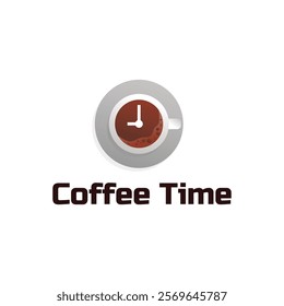 Simple coffee time flat logo illustration.