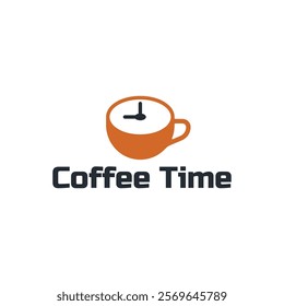 Simple coffee time flat logo illustration.