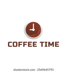 Simple coffee time flat logo illustration.
