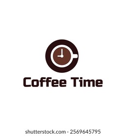 Simple coffee time flat logo illustration.