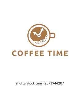 Simple coffee time flat logo illustration.