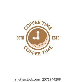 Simple coffee time flat logo illustration.