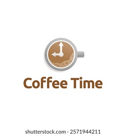 Simple coffee time flat logo illustration.