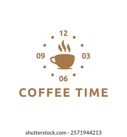 Simple coffee time flat logo illustration.