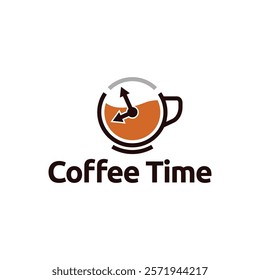 Simple coffee time flat logo illustration.