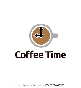 Simple coffee time flat logo illustration.