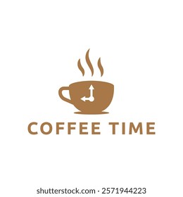 Simple coffee time flat logo illustration.