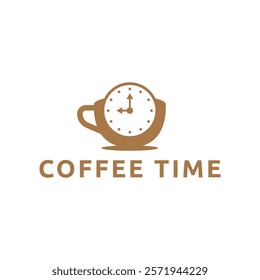 Simple coffee time flat logo illustration.