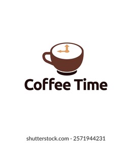 Simple coffee time flat logo illustration.