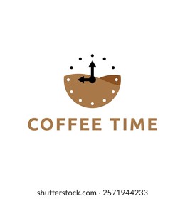 Simple coffee time flat logo illustration.